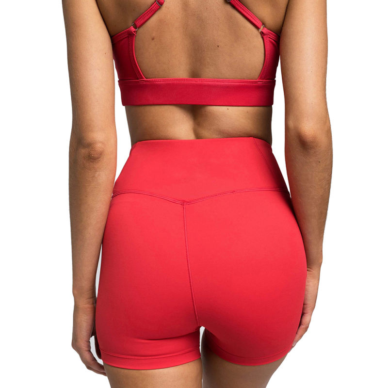 Red Back Criss Yoga Bra with Shorts Set TQL710038-3