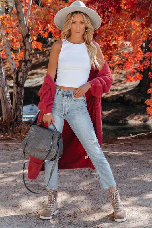 White Seamless Sleeveless Rib Knit Crop Top LC2565159-1