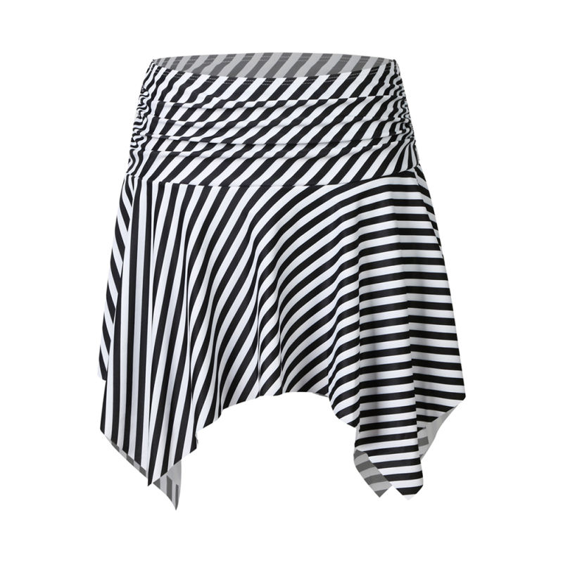 Black White Pleated Irregular High Waist Beach Culottes TQK630011-37