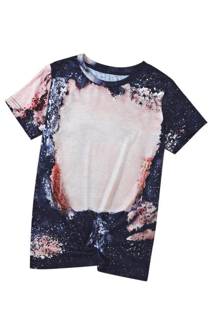 Multicolor Blank Apparel- Western Fashion Bleached Tie-dye T-shirt LC25220663-22