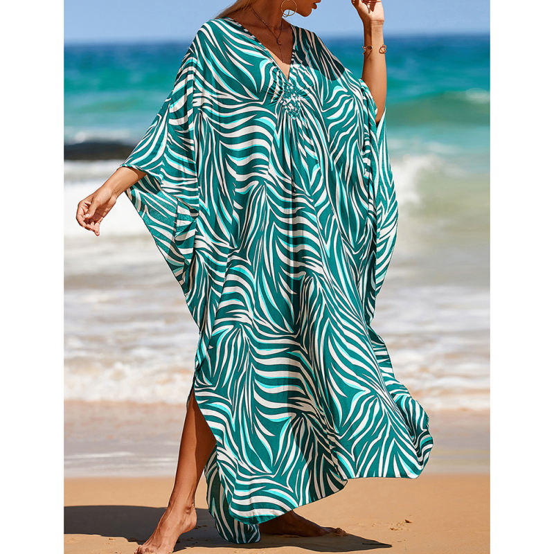 Light Green Print Long Kinimo Beachwear TQL310062-28