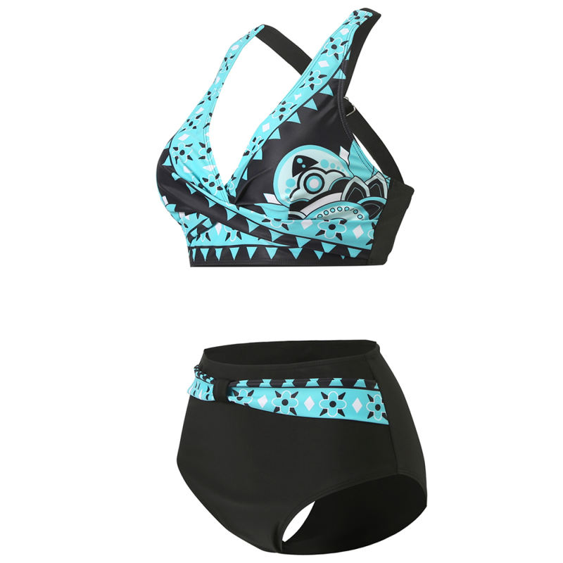 Aquamarine Printed Twist Front 2pcs Bikini TQK610289-45