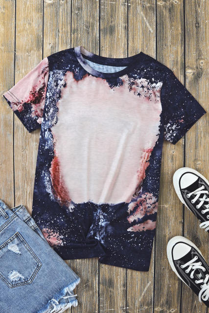 Multicolor Blank Apparel- Western Fashion Bleached Tie-dye T-shirt LC25220663-22