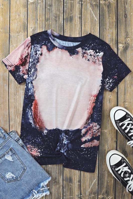 Multicolor Blank Apparel- Western Fashion Bleached Tie-dye T-shirt LC25220663-22