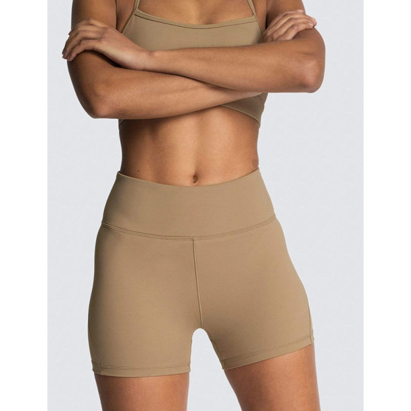 Brown Back Criss Yoga Bra with Shorts Set TQL710038-17