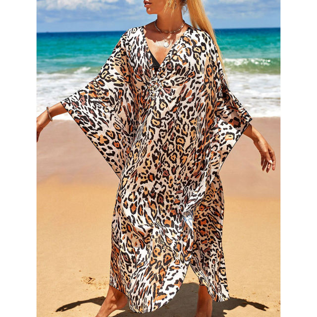 Leopard Print Long Kinimo Beachwear TQL310062-20