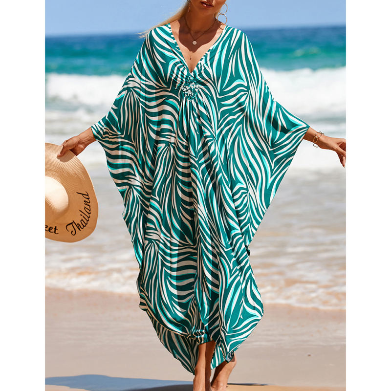 Light Green Print Long Kinimo Beachwear TQL310062-28
