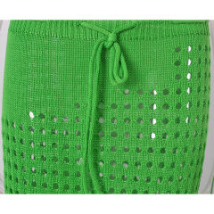 Green Hollow-out Tasseled Beach Cover Skirt  TQL360061-9