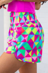 Multicolor-2 Pink Leopard High Waisted Athletic Shorts LC731248-1022