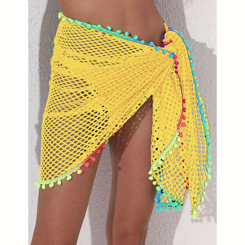 Yellow Multi-wear Colorful Tassels Beach Wrap Skirt TQG650001-7