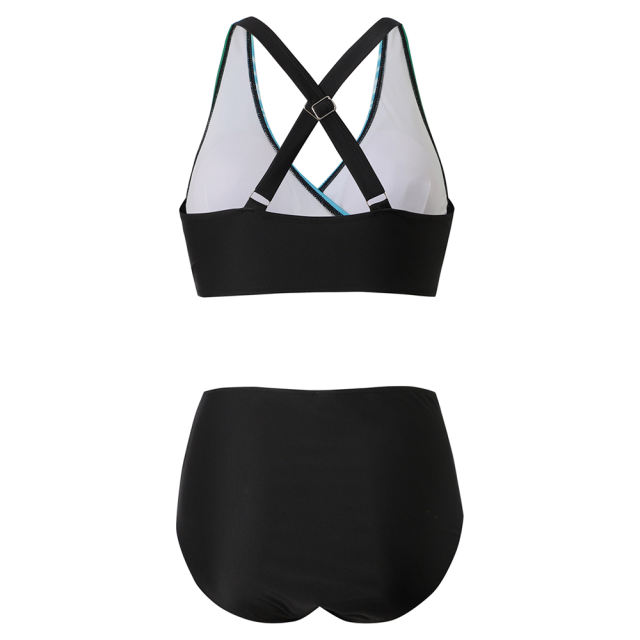 Light Blue Printed Twist Front 2pcs Bikini TQK610289-30