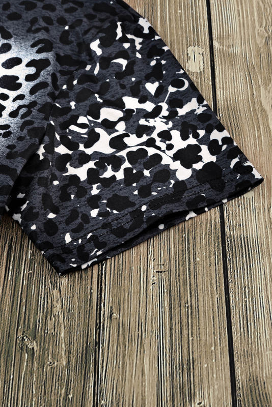 Leopard Blank Apparel- Bleached Leopard Crew Neck T-shirt LC25220738-20