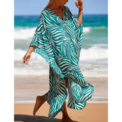 Light Green Print Long Kinimo Beachwear TQL310062-28