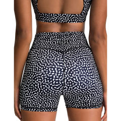 Black White Back Criss Yoga Bra with Shorts Set TQL710038-37