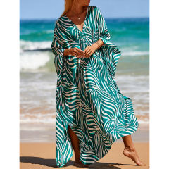 Light Green Print Long Kinimo Beachwear TQL310062-28