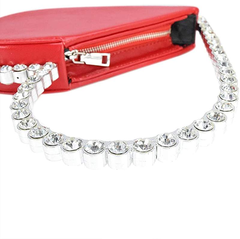 Red Heart Shaped Party Evening Clutch Bags with Crystal H21238-3