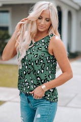 Green Leopard Print Crew Neck Tank Top LC2565188-9