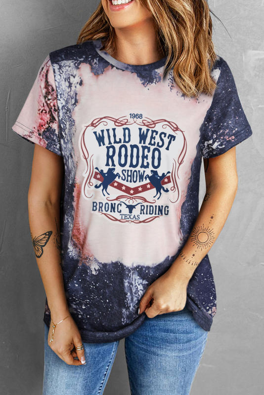 Multicolor WILD WEST RODEO SHOW Graphic Tie-dye Tee LC25221416-22