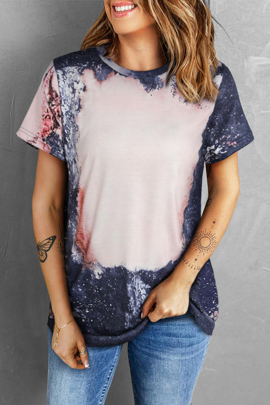 Multicolor Blank Apparel- Western Fashion Bleached Tie-dye T-shirt LC25220663-22