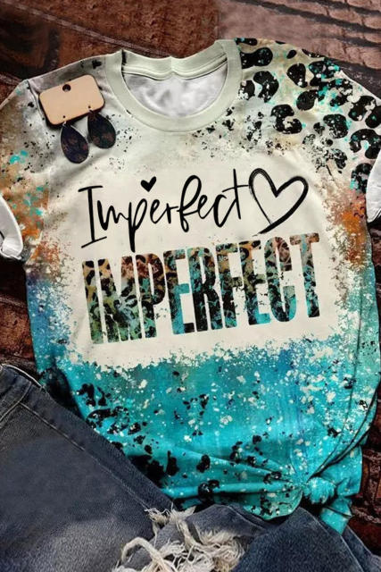 Sky Blue IMPERFECT Western Fashion Letters Graphic Tee LC25219669-4