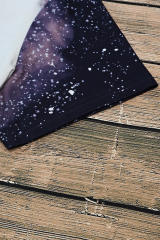 Black Tie Dye Bleached Print Short Sleeve Crewneck Top LC25220646-2