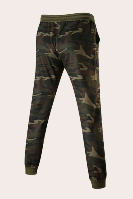 Men Camouflage Print &amp; Drawstring Hoodie Tracksuit MC622017-9
