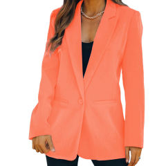 Orange Candy Button Lapel Collar Long Sleeve Blazer TQK260052-14