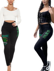 Fashion Print Skinny Jeans in Black TQV510004-2