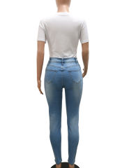 Fashion Print Skinny Jeans in Sky Blue TQV510004-30