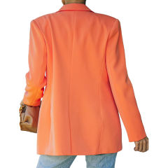 Orange Candy Button Lapel Collar Long Sleeve Blazer TQK260052-14