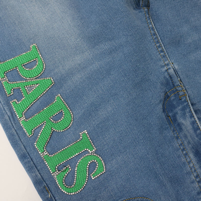 Fashion Print Skinny Jeans in Sky Blue TQV510004-30