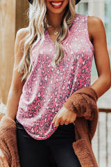 Pink Leopard V Neck Tank Top LC2567795-10
