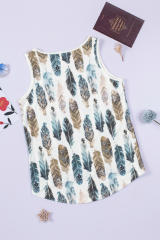 Dark Blue Aztec Feather Tank Top LC256607-5