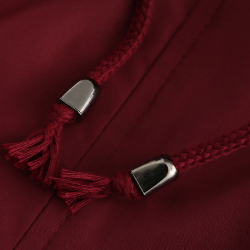 Wine Red Hooded Detachable Windproof Plus Size Windbreaker TQK280123-23