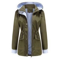 Army Green Hooded Detachable Windproof Plus Size Windbreaker TQK280123-27