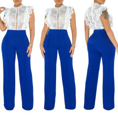 Royal Blue Back Zipper Straight Leg Pants TQV510001-62