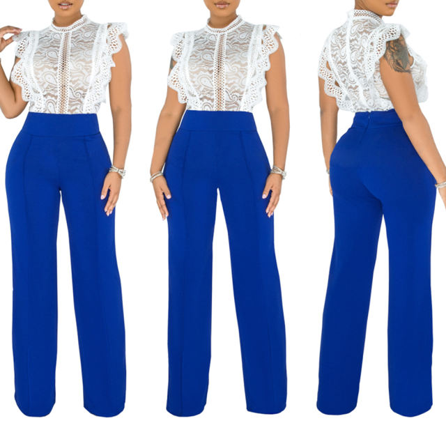 Royal Blue Back Zipper Straight Leg Pants TQV510001-62