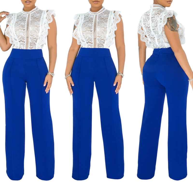 Royal Blue Back Zipper Straight Leg Pants TQV510001-62