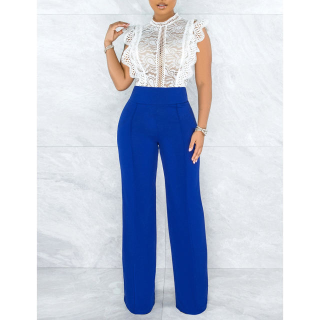 Royal Blue Back Zipper Straight Leg Pants TQV510001-62