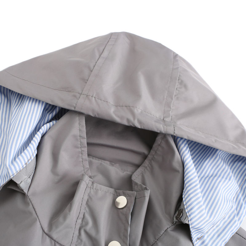 Gray Hooded Detachable Windproof Plus Size Windbreaker TQK280123-11