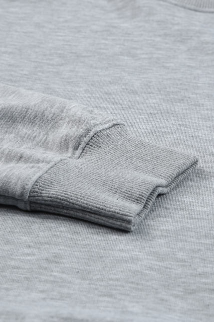 Gray Plain Crew Neck Pullover Sweatshirt