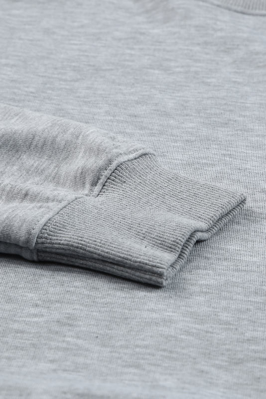 Gray Plain Crew Neck Pullover Sweatshirt