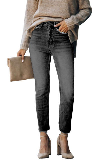 Black High Waist Ankle-Length Skinny Jeans LC781877-2