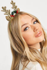 Yellow Christmas Glitter Antler Ear Decor Headband BH041394-7