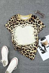 Leopard Bleached O-neck Short Sleeve T Shirt LC25219744-20