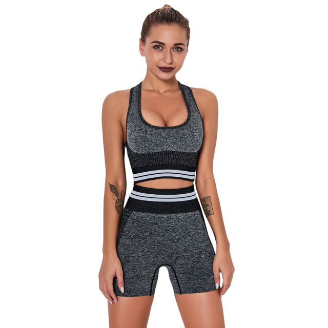 Black Seamless Knitted Yoga Set TQE991218-2