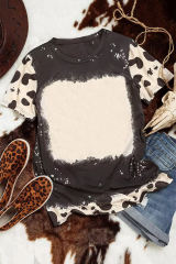 Black Tie Dye Bleached Crew Neck Short Sleeves T-shirt LC25220584-2