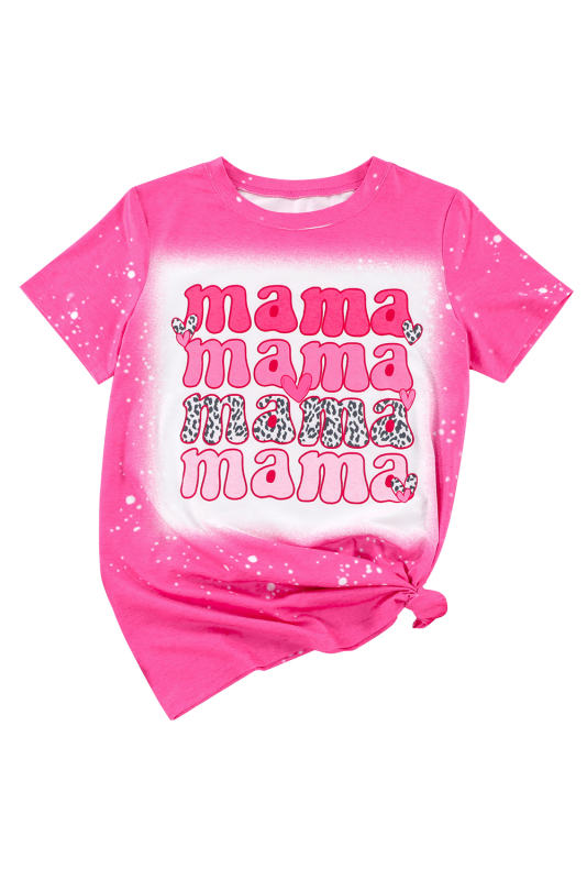 Rose Full of Mama Letter Print Tie Dye Tee LC25219872-6