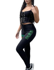 Fashion Print Skinny Jeans in Black TQV510004-2