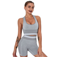 Light Gray Seamless Knitted Yoga Set TQE991218-25